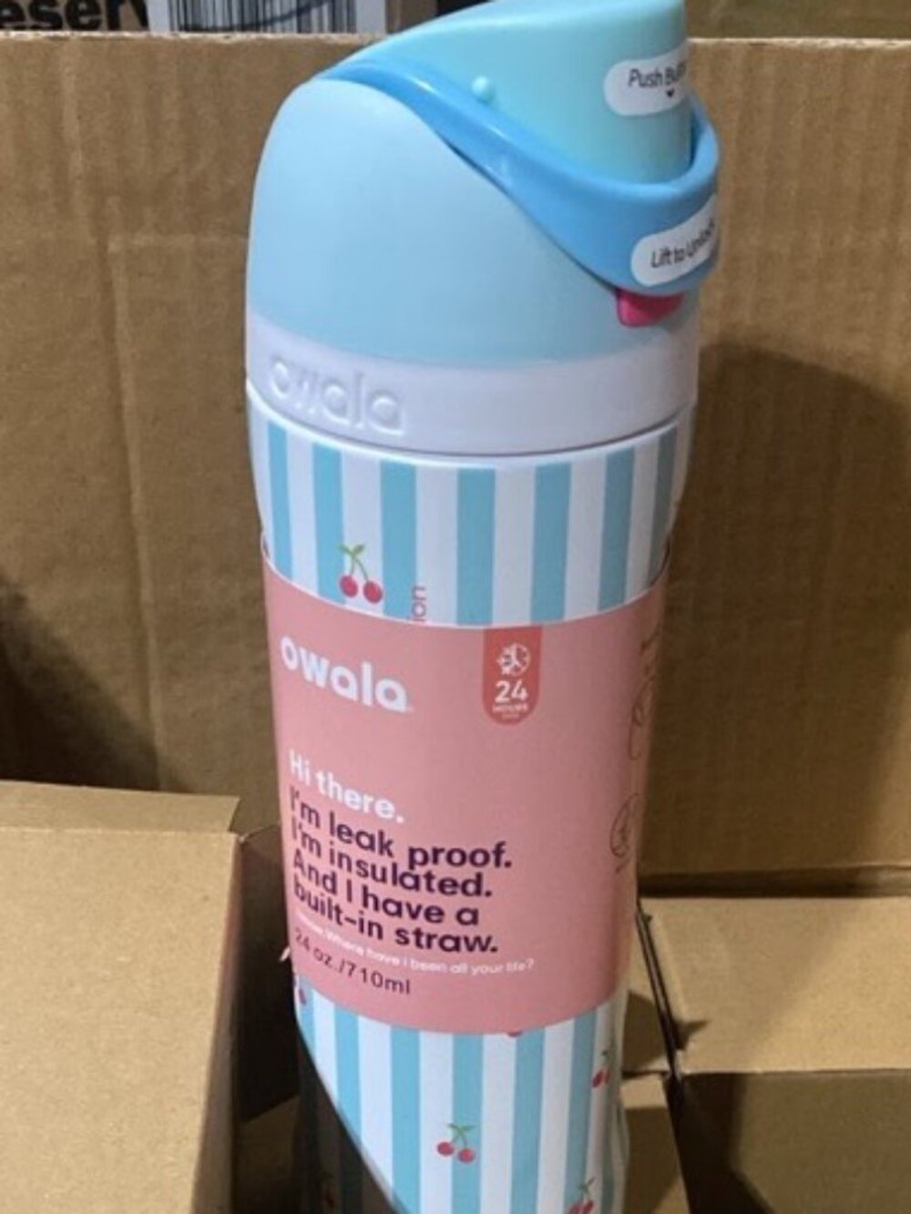 Owala FreeSip Sway Stainless Water Bottle 24 oz Color Blue Cherry